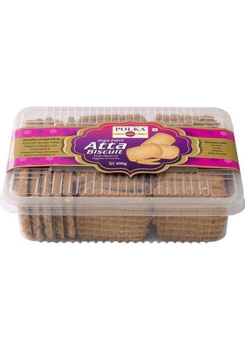 Polka High Fibre Atta Cookies ,Health ,Hygiene And Happiness In Every Bite ,Pack Of 1 ,400 Gm Biscuit (400 G)