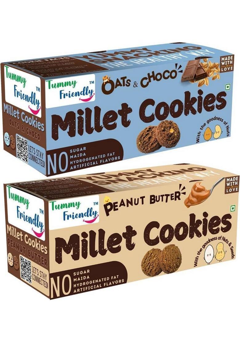Tummyfriendly Foods Ragi Millet Cookies-Oatschoco, Peanut. Healthy Biscuits For Kids, Babie & Adults Cookies Biscuit (2 X 75 G)