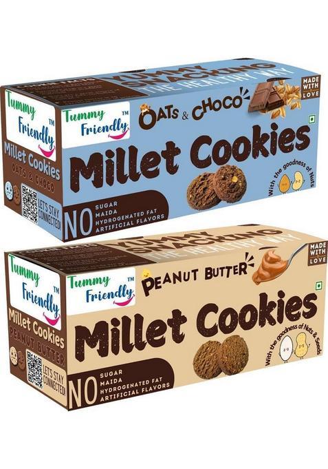 Tummyfriendly Foods Ragi Millet Cookies-Oatschoco, Peanut. Healthy Biscuits For Kids, Babie & Adults Cookies Biscuit (2 X 75 G)