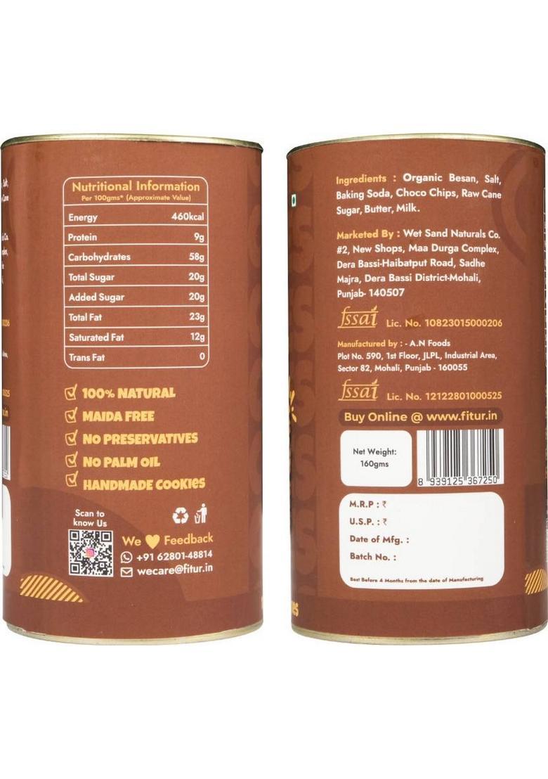 Fitur Besan Choco Chips Healthy, Crunchy, And Delicious Snack | Rich In Protein Fiber Cookies Biscuit (160 G)