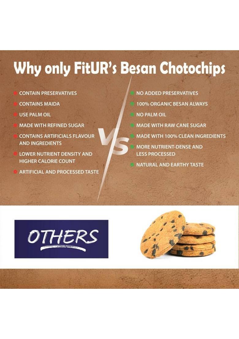 Fitur Besan Choco Chips Healthy, Crunchy, And Delicious Snack | Rich In Protein Fiber Cookies Biscuit (160 G)