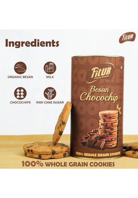 Fitur Besan Choco Chips Healthy, Crunchy, And Delicious Snack | Rich In Protein Fiber Cookies Biscuit (160 G)