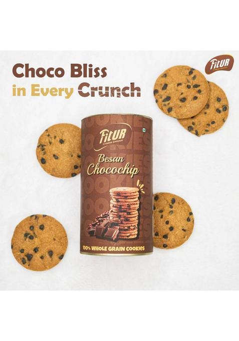 Fitur Besan Choco Chips Healthy, Crunchy, And Delicious Snack | Rich In Protein Fiber Cookies Biscuit (160 G)