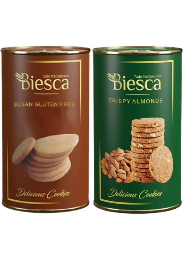 Biesca Premium Assorted Besan Cookies & Crispy Almonds With Butter Biscuit (2 X 180 G)