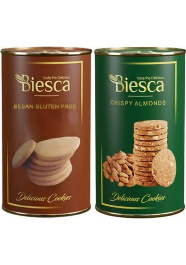 Biesca Premium Assorted Besan Cookies & Crispy Almonds With Butter Biscuit (2 X 180 G)