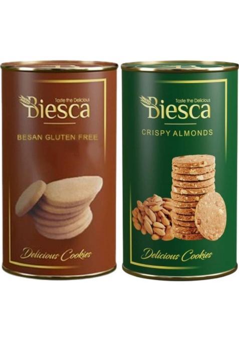 Biesca Premium Assorted Besan Cookies & Crispy Almonds With Butter Biscuit (2 X 180 G)