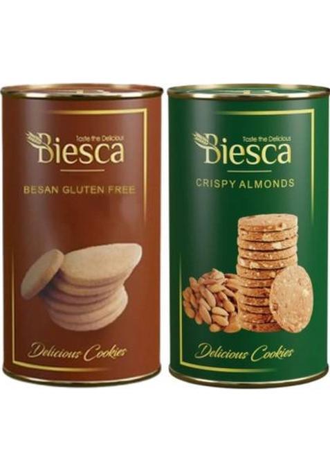 Biesca Premium Assorted Besan Cookies & Crispy Almonds With Butter Biscuit (2 X 180 G)