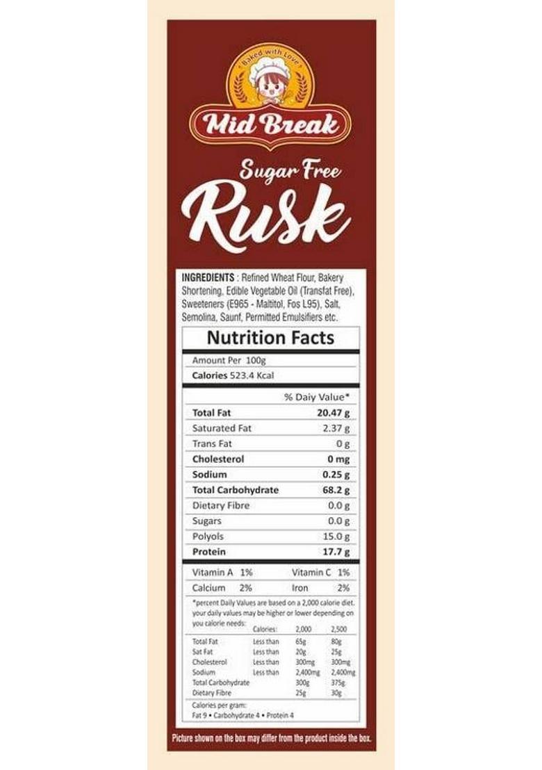 Midbreak Sugar Free Rusk, Sugar-Free Toast, Premium Handmade Rusk|Perfect Teatime Partner Saunf Flavored Milk Rusk (200 G)