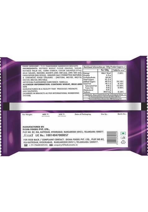 Bakemate Bourbon Chocolate Flavored Cream Filled Biscuits Family Pack (5 X 100G) Sandwich Biscuit (500 G)