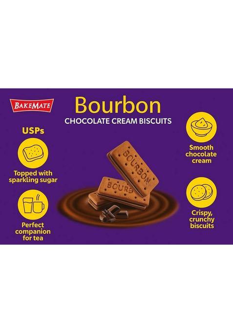 Bakemate Bourbon Chocolate Flavored Cream Filled Biscuits Family Pack (5 X 100G) Sandwich Biscuit (500 G)
