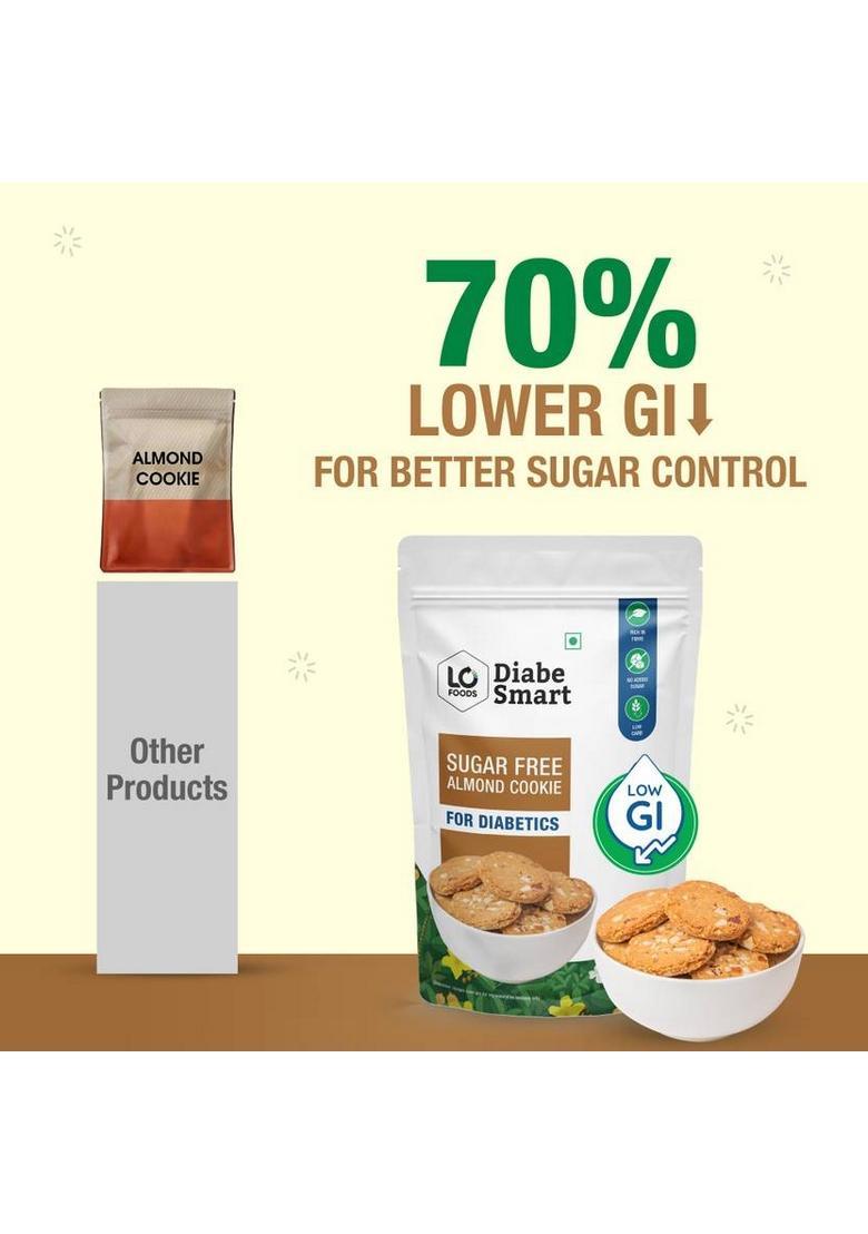 Diabesmart Diabetic Almond Cookies|Sugar Free Digestive Biscuits|High Fibre No Maida Snacks Biscuit (200 G)