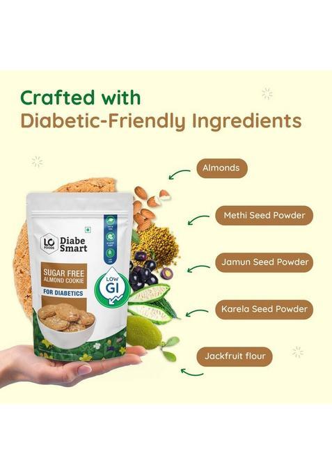 Diabesmart Diabetic Almond Cookies|Sugar Free Digestive Biscuits|High Fibre No Maida Snacks Biscuit (200 G)