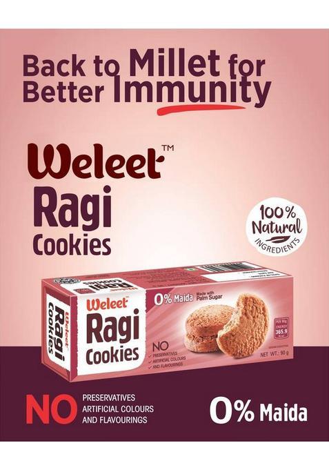 Weleet Ragi Digestive Cookies| No Preservatives | 100 % Natural Cookies Combo Pack Of 4 Assorted Biscuit (4 X 0.09 Kg)