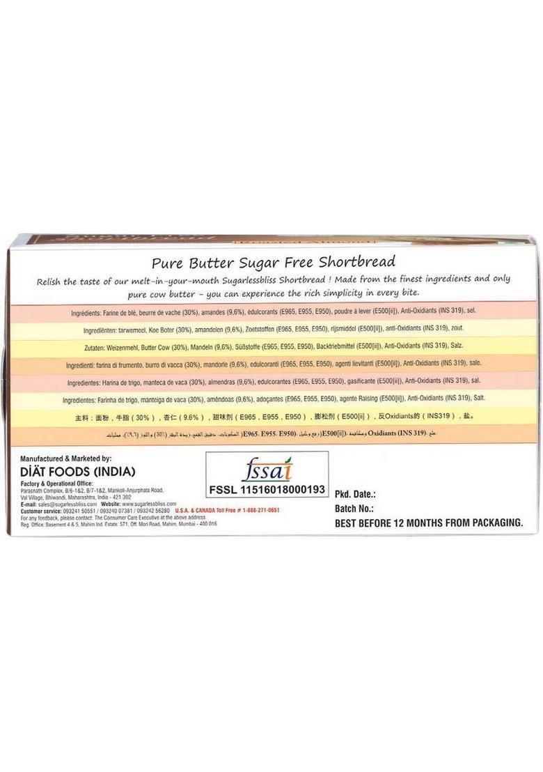 Sugarless Bliss Sugar Free Shortbread Roasted Almonds