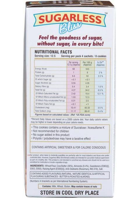 Sugarless Bliss Sugar Free Shortbread Roasted Almonds