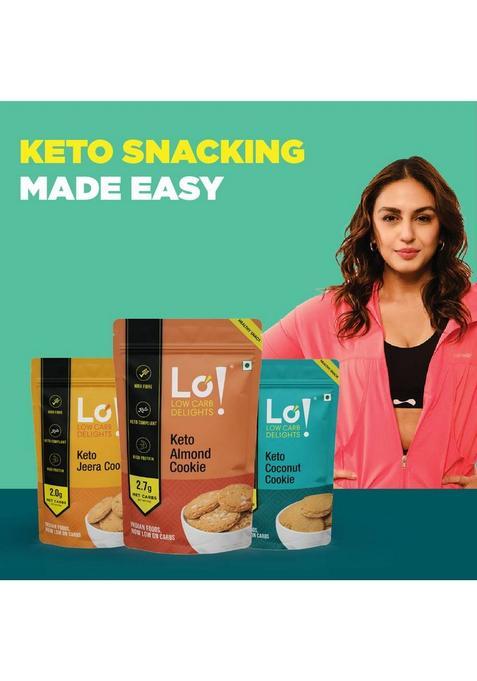 Lo! Foods Keto Cookies Combo, Low Carb Diabetic Friendly Sugar Free Bisuits 100G X 3 Digestive Biscuit (3 100 G)