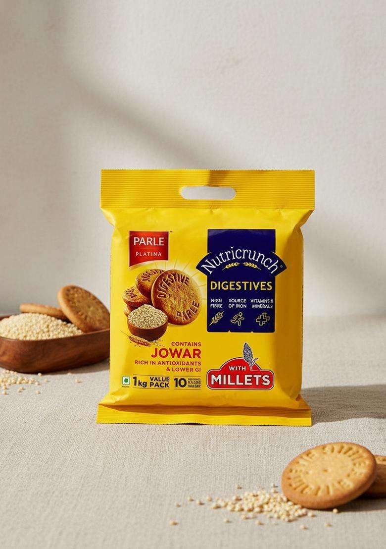 Parle Platina Nutricrunch Digestive Biscuit (10 X 0.1 Kg) - Indya