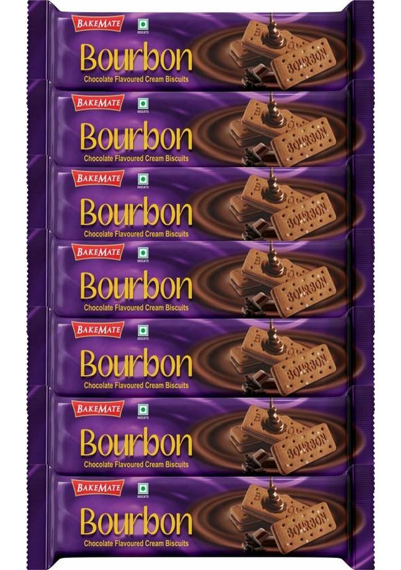 Bakemate Bourbon Chocolate Flavored Cream Filled Biscuits (135G X 7 Pc) Sandwich Biscuit (7 135 G)