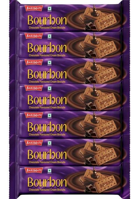 Bakemate Bourbon Chocolate Flavored Cream Filled Biscuits (135G X 7 Pc) Sandwich Biscuit (7 135 G)