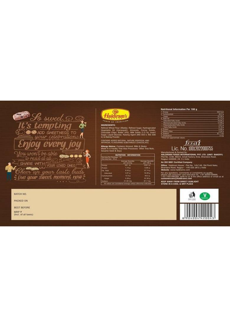 Haldiram'S Nagpur Chocolate Chip Cookies (Pack Of 2) (250G*2) Biscuit (2 X 125 G)