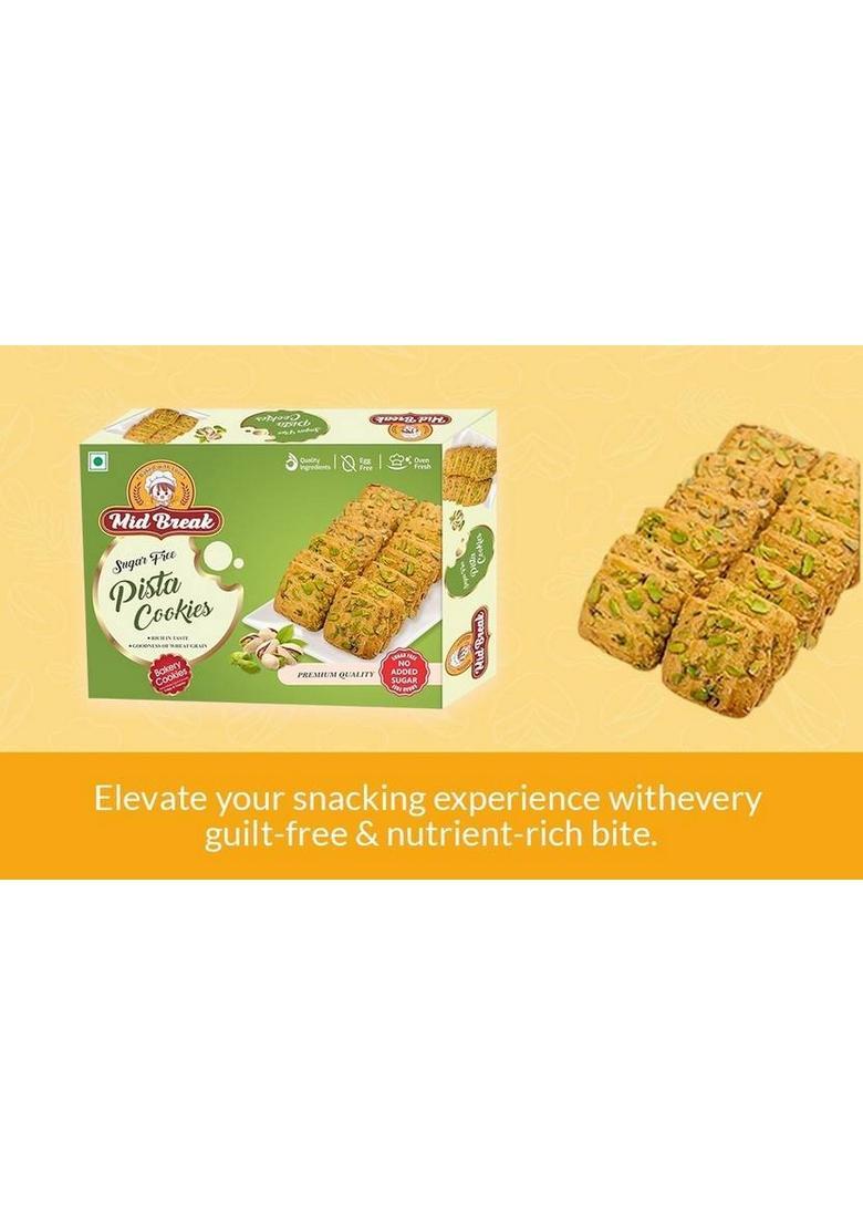 Midbreak Pista Delight Sugar Free Biscuits | Your Healthier Snacking Choice Pack Of 1 Cookies Biscuit (300 G)