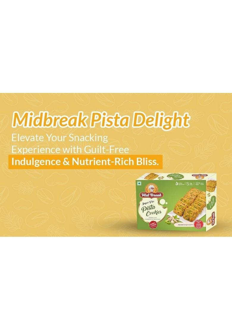 Midbreak Pista Delight Sugar Free Biscuits | Your Healthier Snacking Choice Pack Of 1 Cookies Biscuit (300 G)