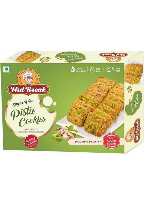 Midbreak Pista Delight Sugar Free Biscuits | Your Healthier Snacking Choice Pack Of 1 Cookies Biscuit (300 G)