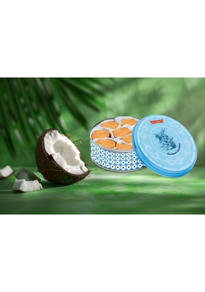 Bakemate Coconut Cookies Tin Box 340G | Festive Gift Pack Biscuit (340 G)