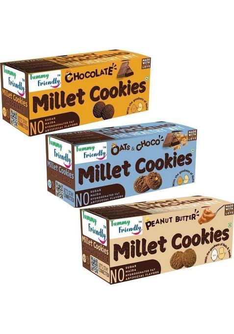 Tummyfriendly Foods Millet Cookies -Oatschoco, Choco & Peanut. Healthy Biscuits For Kids, Adults Biscuit (3 X 75 G)