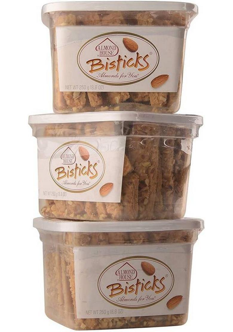 Almond House Bisticks Baked Cookies Multi Grain Biscuit (3 X 250 G)