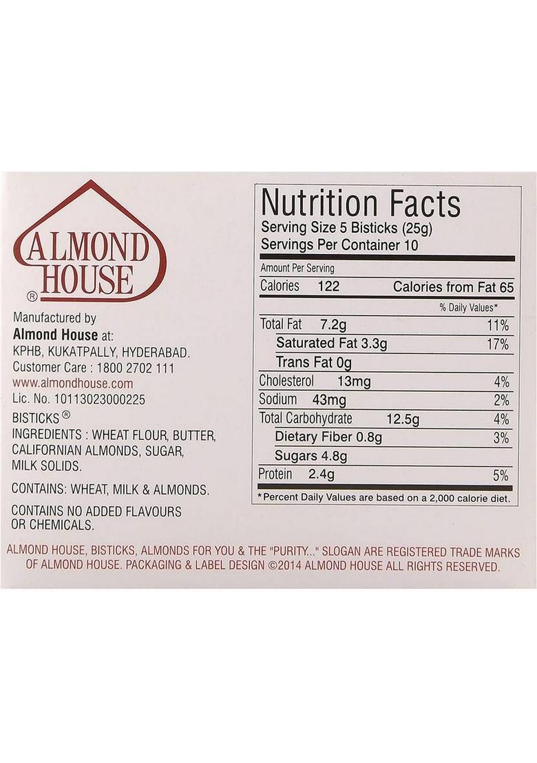 Almond House Bisticks Baked Cookies Multi Grain Biscuit (3 X 250 G)