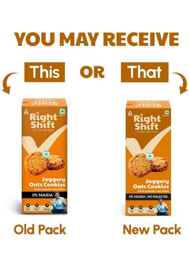 Right Shift Jaggery Oats Cookies | No Palm Oil, 0% Maida, Refined Sugar Biscuit (100 G)