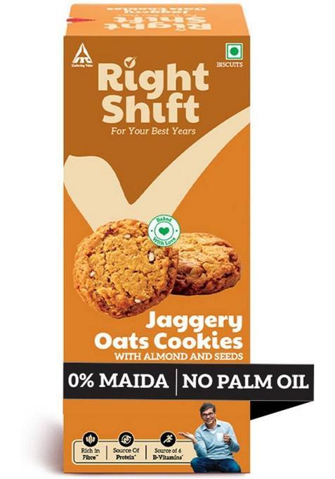 Right Shift Jaggery Oats Cookies | No Palm Oil, 0% Maida, Refined Sugar Biscuit (100 G)