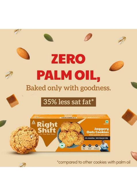 Right Shift Jaggery Oats Cookies | No Palm Oil, 0% Maida, Refined Sugar Biscuit (100 G)