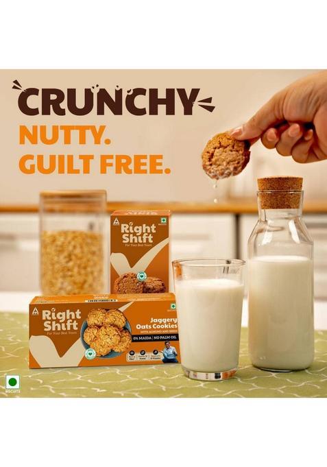 Right Shift Jaggery Oats Cookies | No Palm Oil, 0% Maida, Refined Sugar Biscuit (100 G)