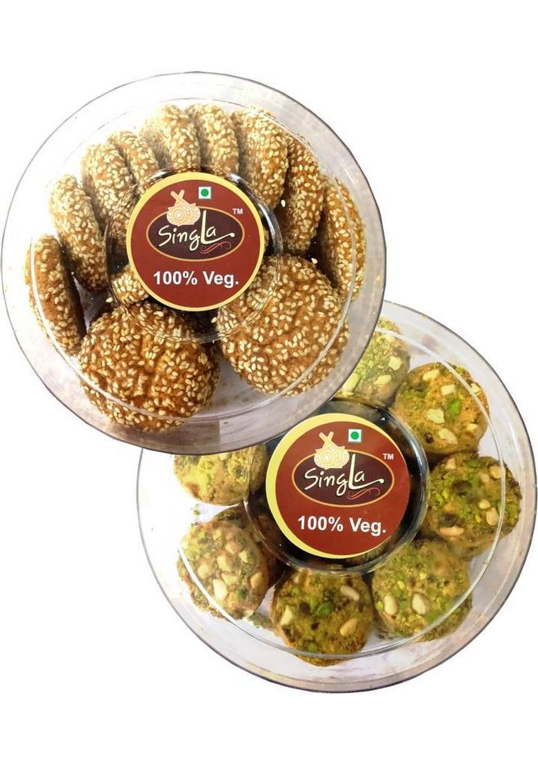 Singla Til Biscuits Cookies 300G, Kaju Pista 300G (Combo Pack Of 2 Box) (2 * 300G) Biscuit X 300 G)