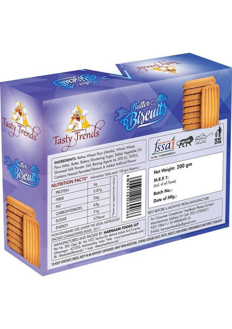 Tasty Trends Butter Atta Biscuits (Pack Of 2) Cookies Biscuit (2 X 200 G)
