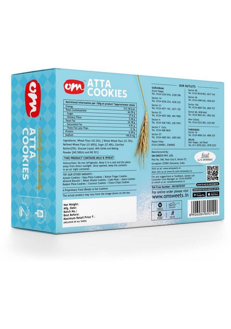 Om Sweets & Snacks Atta Cookies, Pack Of 2, 350Gm Each Cookies Biscuit (2 X 350 G)