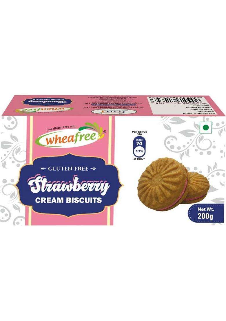 Wheafree Gluten Free Strawberry Cream Biscuits Pack Of 3 Filled Biscuit (3 X 200 G) - Indya