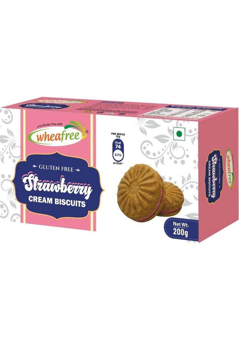Wheafree Gluten Free Strawberry Cream Biscuits Pack Of 3 Filled Biscuit (3 X 200 G) - Indya