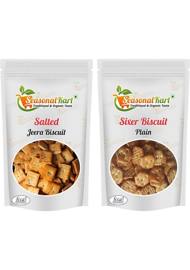 Seasonal Kart Combo Salted Jeera Biscuit 200Gm & Sixer Biscuits Time Assorted Snacks (2 X 200 G)