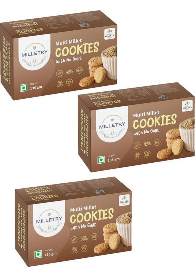 Milletry Multi Millet Cookies, Nom Gmo, High Protein, Sugar Free Cookies Biscuit (405 G)