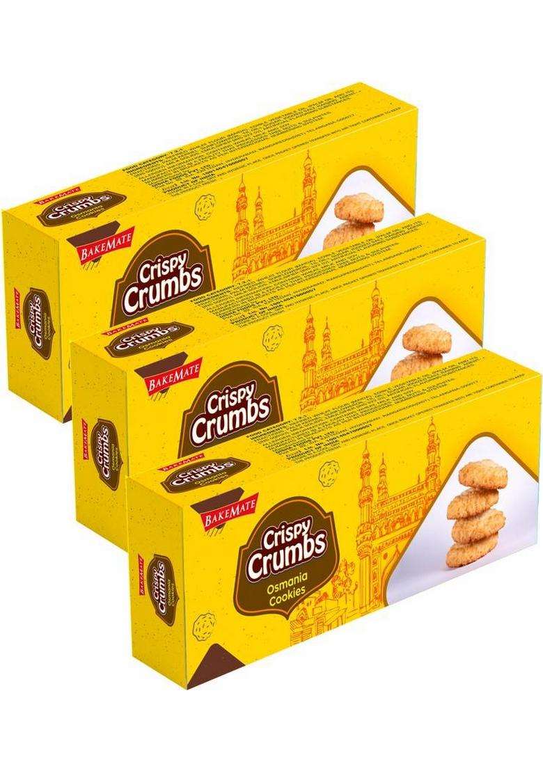 Bakemate Crispy Crumbs Osmania Cookies Pack Of 3 (225G) | Biscuit (3 X 75 G) - Indya