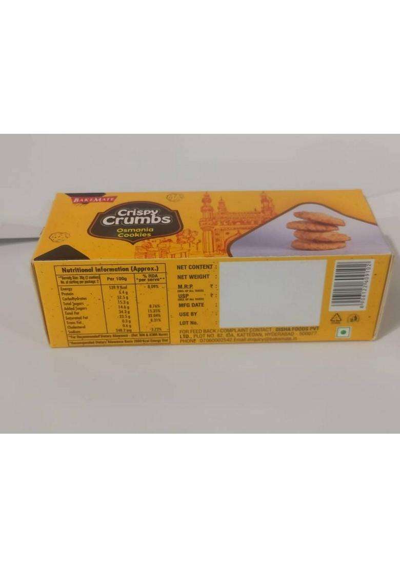 Bakemate Crispy Crumbs Osmania Cookies Pack Of 3 (225G) | Biscuit (3 X 75 G) - Indya