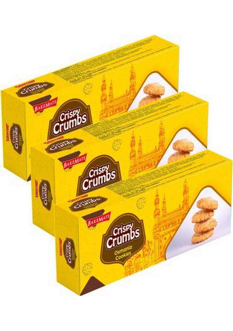 Bakemate Crispy Crumbs Osmania Cookies Pack Of 3 (225G) | Biscuit (3 X 75 G) - Indya