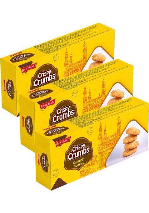 Bakemate Crispy Crumbs Osmania Cookies Pack Of 3 (225G) | Biscuit (3 X 75 G)