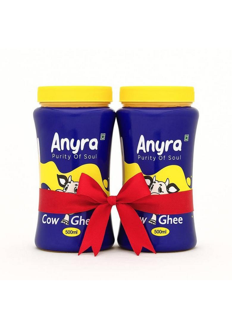 Anyra Pure Cow Ghee Combo | Rich Aroma Premium Quality Natural & Healthy Plastic Bottle (1 L, Pack Of 2)