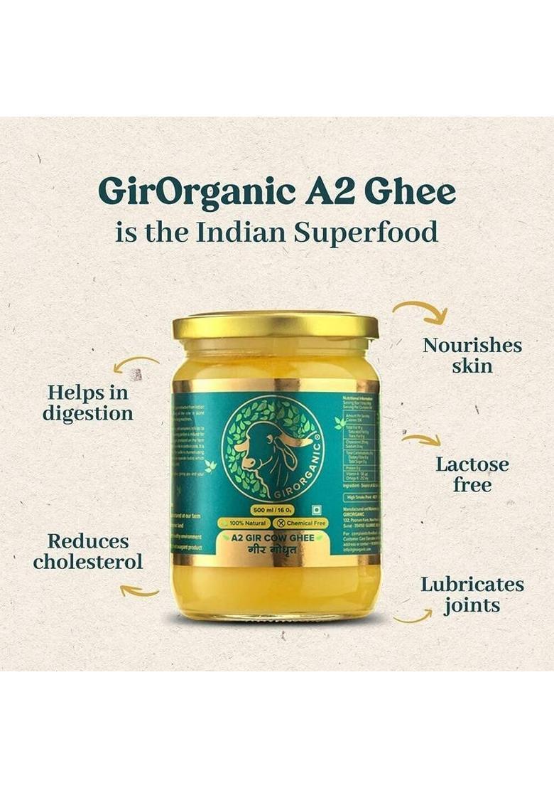 Girorganic Gir Cow Ghee 500 Ml Glass Bottle (500 Ml)