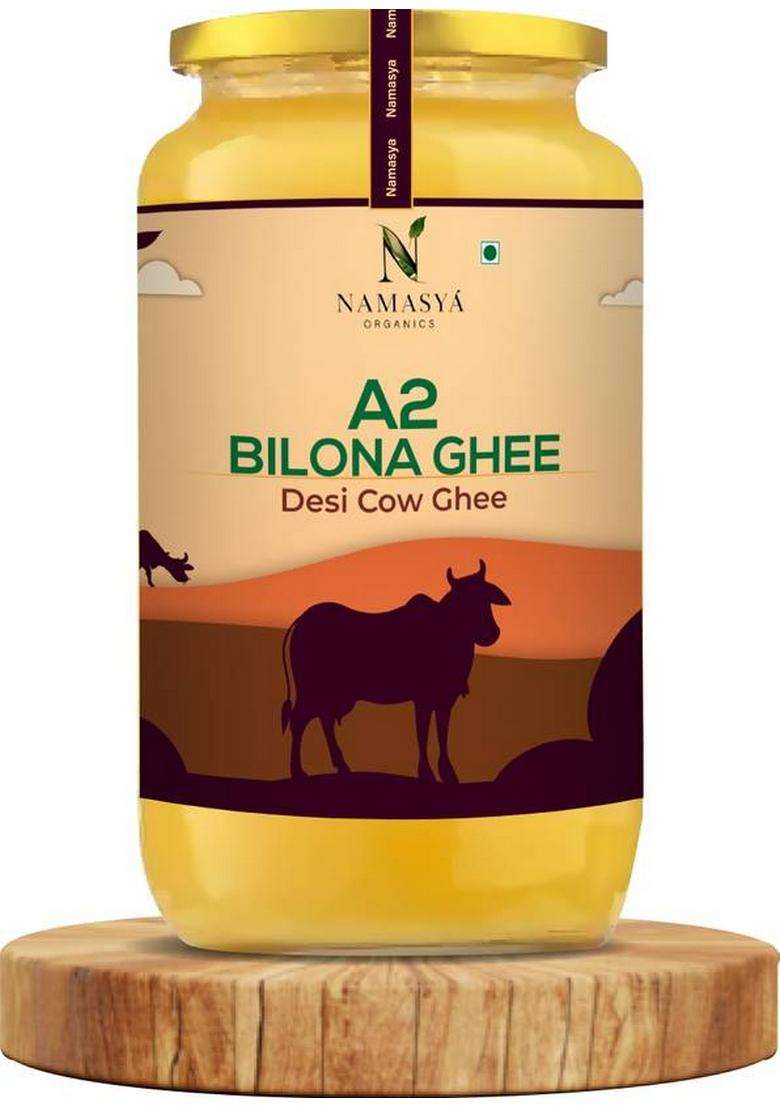 Namasya Organics A2 Desi Cow Ghee Hand-Churned, Traditional Bilona Method, Pure Glass Bottle (500 Ml) - Indya