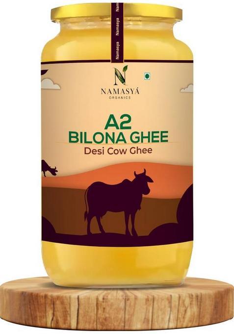 Namasya Organics A2 Desi Cow Ghee Hand-Churned, Traditional Bilona Method, Pure Glass Bottle (500 Ml)